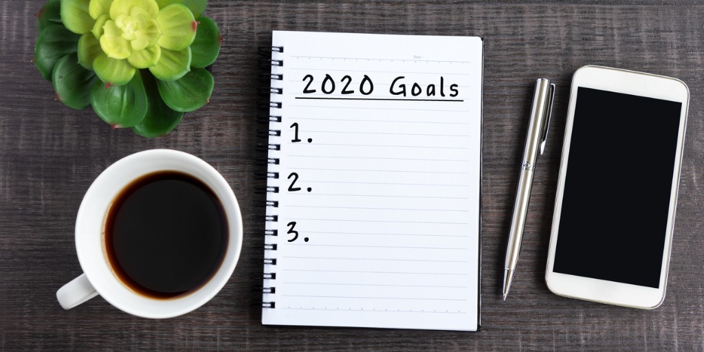 2020 goals written in notebook